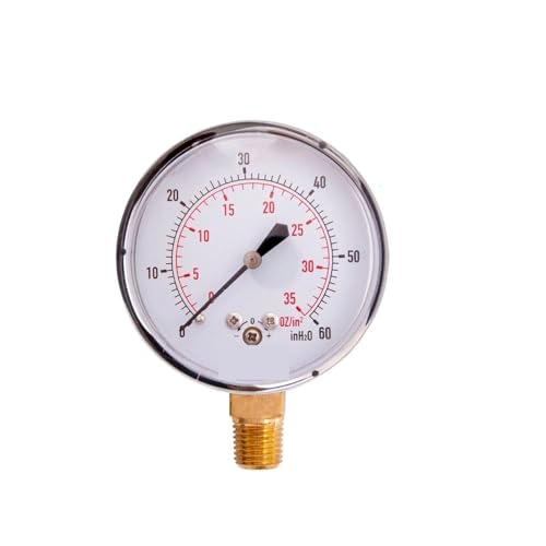 Manomètre basse pression acier noir 2-1/2 double échelle 1/4 NPT