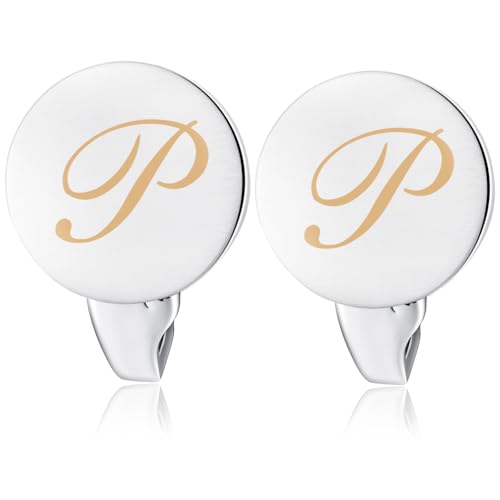 HONEY BEAR Initial Alphabet Letter Cufflinks Tie Clips Set for Mens Gift2