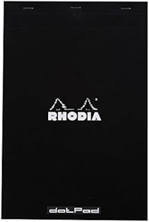 RHODIA 19559Amzc - Stapled Notepad Dot pad N°19 Black - A4+ - Dot Dotted - 80 Detachable Sheets - White Clairefontaine Paper 80 g/m - Soft and Resistant Coated Card Cover
