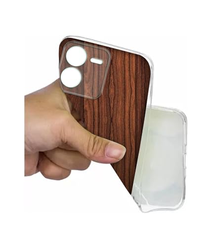 Image of Casotec Brown Wooden Texture Design Printed Silicon Soft TPU Back Case Cover for iQOO Z9 5G