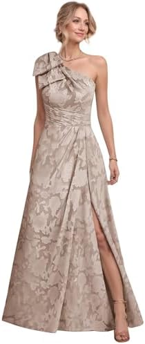 Lace Floral Jacquard Mother of The Bride Dresses One Shoulder Pro...