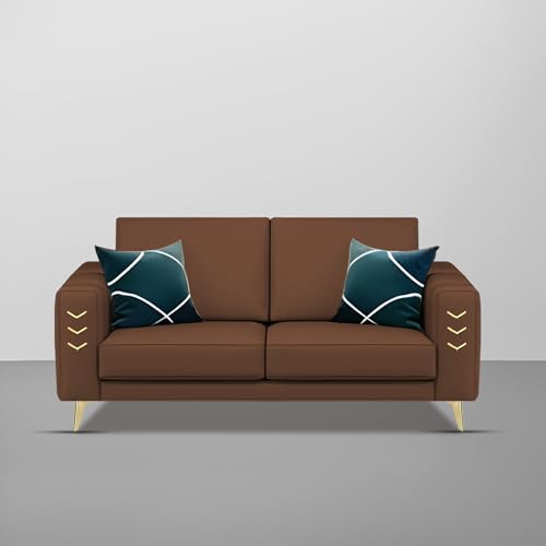 Image of Casaliving Falco 2 Seater Sofa Set for Living Room (Brown Fabric) Premium Fabric Sofa