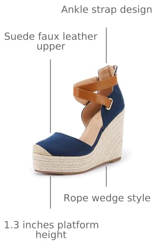 Image of PiePieBuy Womens Wedge Espadrille Ankle Strap Closed Cap Toe Platform Heeled Sandals