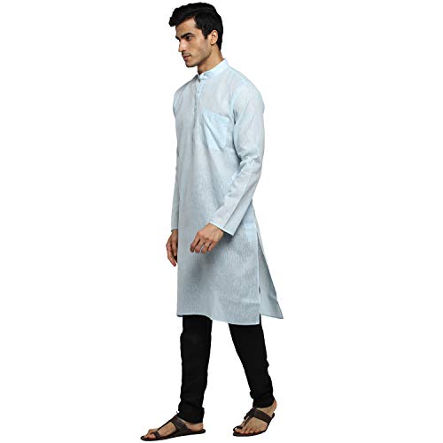 Image of Royal Kurta Men's Cotton Knee long full Sleeve Solid Straight Kurta Pyjama Set