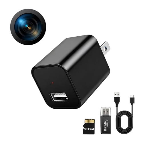 FANGJIE 1080P HD Charger Camera with Motion Detection, 106° Wide Angle, No WiFi/Monthly Fee, Mini Hidden Camera for Home Security/Nanny/Pet Monitoring