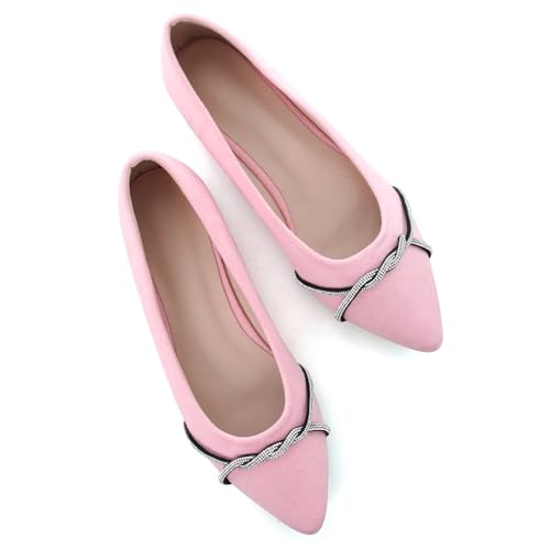 Image of TN TANGNEST Womens Casual Flats Chain Ballet Flats | Fashion Pointed Toe Rhinestone Flats, Comfort Slip On Dress Shoes for Business Work Office Wedding Party