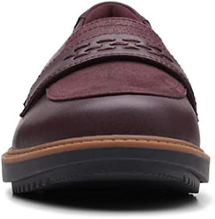 Clarks Women's Raisie Jump Loafer, Burgundy Leather, 5.5 | Image 1