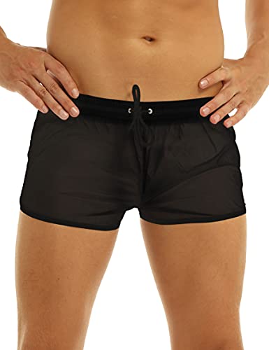 XUNZOO Men's See Through Shorts Swimming Shorts Swimsuit Trunks Drawstring Boxer Briefs Loungewear