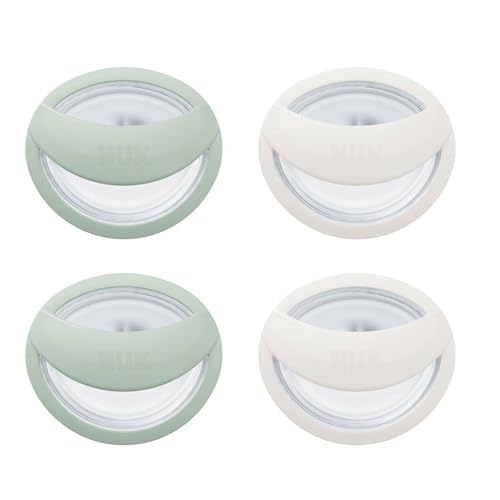 NUK Perfect Match Silicone Pacifier, 4 Pack, for Ages 0-6m, Green & White