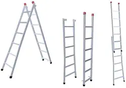 Escada Extensiva Cinza 3 Em 1 Ferro 7x12 Degraus 3,80m 120kg 207P-NV