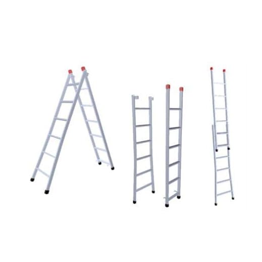 Escada Extensiva Cinza 3 Em 1 Ferro 7x12 Degraus 3,80m 120kg 207P-NV