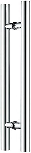 Canzak 12 inch Brushed Stainless Steel Pull Push Door Handles, Interior or Exterior, Contemporary, Modern