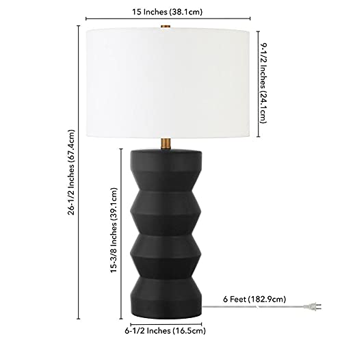 Carlin 28" Tall Ceramic Table Lamp With Fabric Shade In Matte Black/White #TOP2