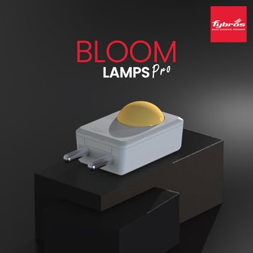 Image of FYBROS Bloom Pro LED Night Lamp | 0.5W | Yellow Light | Indirect Lighting | 2-Pin Plug | Energy Efficient | Low Power Consumption | Ideal for Bedroom, Kids Room, Hallway | Pack of 1