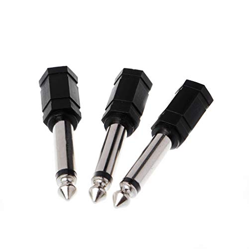 SkyPOOU 3 unidades de conectores mono de 6,35 mm a hembra de 3,5 mm, adaptador convertidor convertidor de enchufe, cargador de panel, cable de soldadura, caja de conexiones, toma de corriente