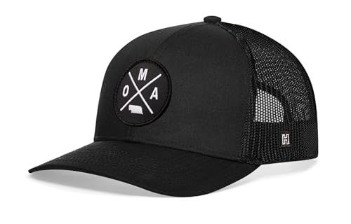 Image of HAKA State City Trucker Hat for Men & Women, Adjustable Baseball Hat, Mesh Snapback, Sturdy Outdoor Black Golf Hat