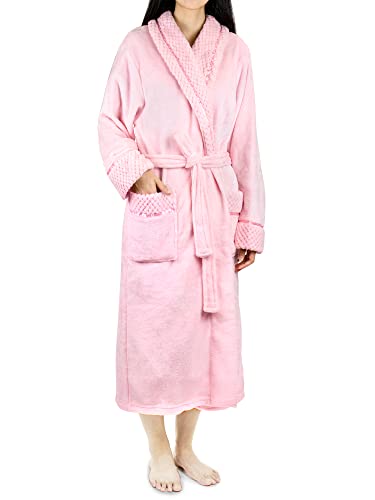 PAVILIA Soft Plush Women Fleece Robe, Cozy Warm Bathrobe, Fuzzy Female Long Spa Robe