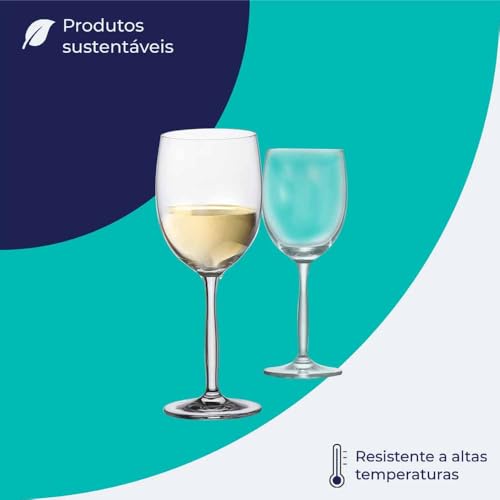 Ruvolo, Taça de Vinho, Taça Ritz para Vinho Branco, Taça de Cristal 335ml 6 Peças