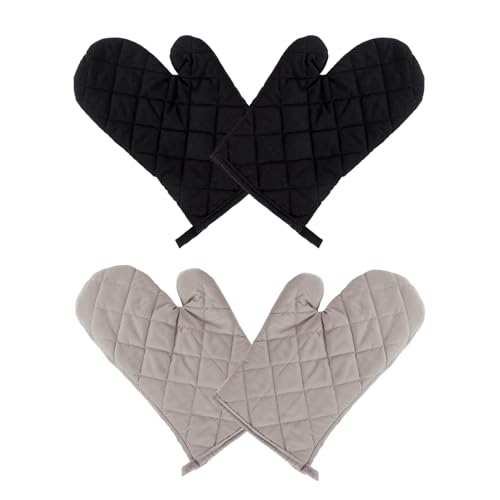 GUTERTOP 4 Stück Ofenhandschuhe Hitzebestaendig, Topfhandschuhe Hitzebeständig 220°C Anti-Rutsch, Backhandschuhe Ofenhandschuhe für Kochen Backen Grillen Auflaufform, (Schwarz, Grau)