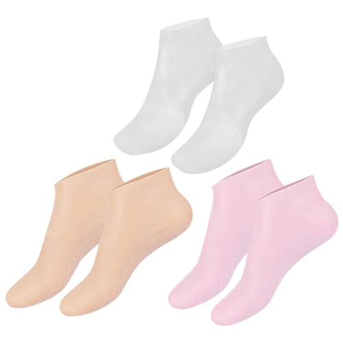Healeved 3Pairs Moisturizing Gel Socks Reusable Lotion Socks for Women Elastic Open Toe Design for Exfoliation Hydration for Home Foot Care