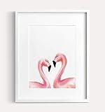 Triple Studio Pink Flamingo In Love Art Print - Home Decor - Sweet Wedding Anniversary Girl Room Home Wall Decor Housewarming Gift Idea, UNFRAMED, Signed by Artist Triple Studio Pink Flamingo In Love Art Print - Home Decor - Sweet Wedding Anniversary Girl Room Home Wall Decor Housewarming Gift Idea, UNFRAMED, Signed by Artist