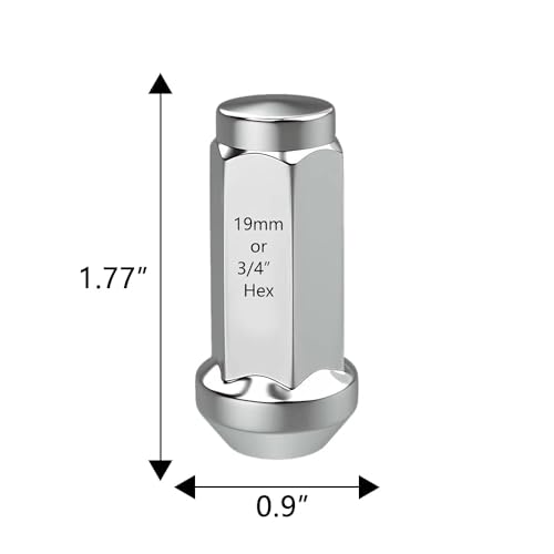 Image of Set of 24 12x1.75 Lug Nuts, Hunting Horse 1.77 inch Tall Bulge Acorn Closed End Lug Nuts Fit F150 Expedition Navigator, Chrome