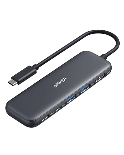 Anker Hub USB C, koncentrator USB-C 332 (5 w 1) z wyświetlaczem 4K HDMI, portem danych 5 Gb/s i 2 portami USB-A do MacBook Pro, Air, Dell XPS, Lenovo Thinkpad, laptopów HP więcej (Czarny)