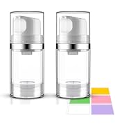 Cosywell Airless Pump Jars 1.7oz/50ml 2 Pack Pump Bottle Dispenser Empty Moisturizer airless Pump...