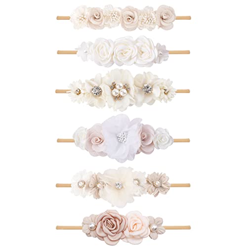 Baby Girls Headbands Flower Headband 6 Pcs Nylon Elastic Headbands Newborn Hair Bows Hair Accessories Gifts for Infant Toddlers Kids2