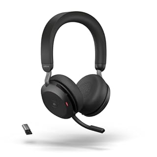 Jabra Evolve2 75 Wireless PC Headset with 8-Microphone Technology - Dual Foam Stereo Headphones, USB-A dongle, Ottimizzato per Microsoft Teams, Nero, Senza Supporto