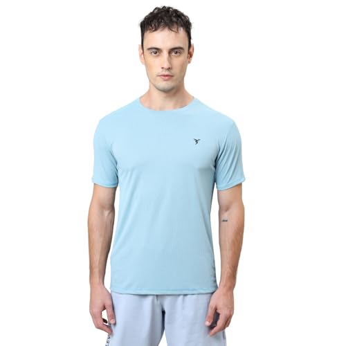 Image of TECHNOSPORT Men's Slim Fit Polyester Activewear Sports T-Shirt with Moisture-Wicking Comfort for Workout, Running & Gym