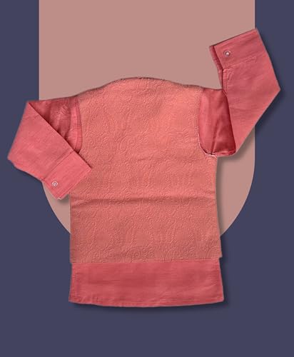 Image of Little Kids Ethnic Wear Kurta Pyjama and Waistcoat Set For Boys | Stylish Ethnic Wear | 3-piece set | Silk and Cotton Blend Fabric