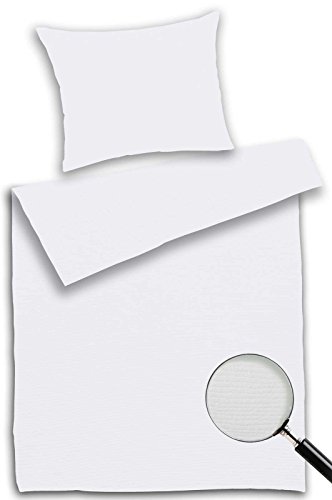Nanette Juego de ropa de cama de 4 piezas, satén, 100% algodón, cremallera, 135 x 200 cm y 80 x 80 cm, color blanco
