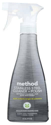 Method Stainless Steel Cleaner + Polish, Apple Orchard, Cleans Fingerprints and Smudges, 14 FL Oz...