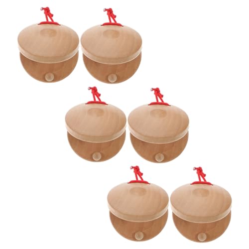 Levemolo 6pcs Wooden Finger Castanets Musical Instrument for Wood Finger Castanets Wooden Musical Instruments Mini Castanet Hand Finger Castanet Aldult Spain Cotton String