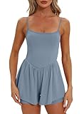Jumpsuits for Women Casual Summer Rompers Sleeveless Spaghetti Strap Fitted Jumpers 2024 6110 Blue S