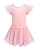 Zaclotre Girls Ballet Leotards Ruffle Sleeve Sparkle Dance Leotard Toddler Ballerina Dress Outfits