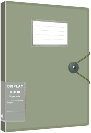 Heavy Duty Binder with Plastic Sleeves, Portfolio Folder with 60 Clear Sheet Protectors, Display 120 Pages, Presentation Book for Artwork, Sheet Music, Document Green