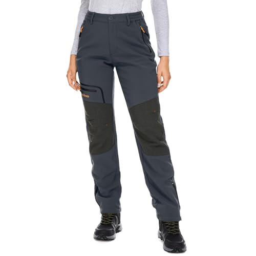 yeyity Damen Wanderhose Wasserdicht Softshellhose Skihose Winddicht Warm Gefüttert Winter Outdoorhose Schneehose Snowboardhose Trekkinghose(6081,Grau,3XL)