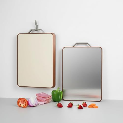 Image of Herrlich Homes Large Steel Chopping Cutting Board for Kitchen | Heavy-Duty Cutting Board | Dual Side usable | Antiskid | 38 x 28 cm