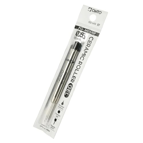 Image of OHTO PG-M05NP 0.5mm Ceramic Gel Refill, Compatible with GS02 Pen, Fine Metal Tip, Quick-Dry Black Ink for Smooth and Precise Writing. Made in Japan