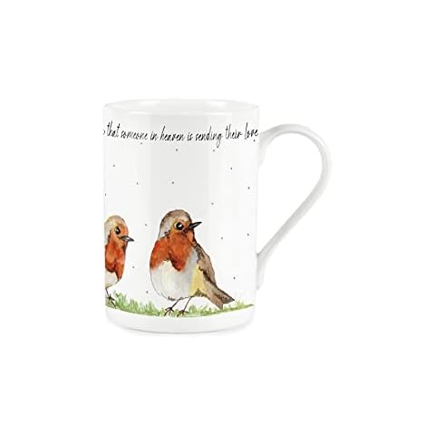 Purely Home Robin Mug - Robins Loved One Fine Bone China Style White Memories Coffee/Tea Present Gift Cover