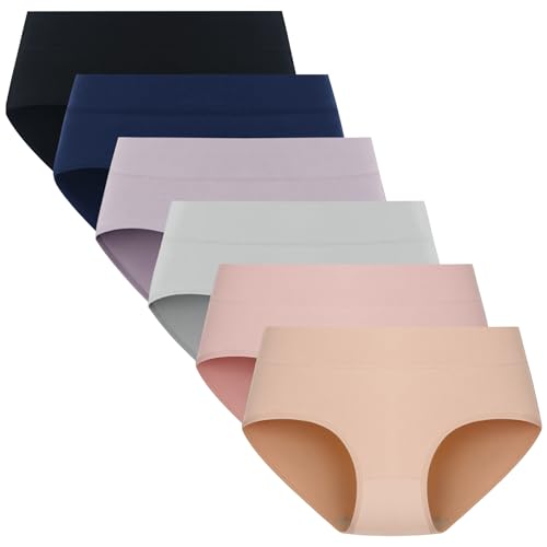 POPKOK Teen Girls Cotton Underwear Mid Waist Brief Panties 6 pack