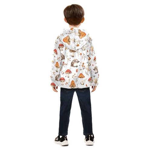 Mushrooms and Hedgehogs Girls Fleece Jacket Girls Fall Jacket Boys Coats Zip Up Hoodie Children Sherpa Warm Outerwear 2-10T4