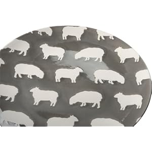 Primitives by kathy decorative stoneware plate gray white farmhouse sheep design 85 inch diameter  urban country home decor