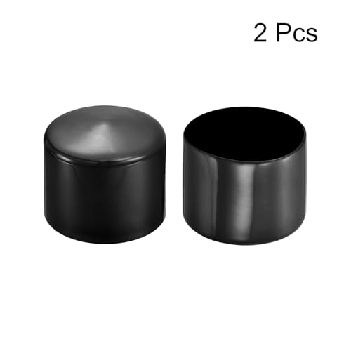 Image of uxcell 2pcs Rubber End Caps 55mm(2 3 /16 inch) ID Vinyl Round Tube Bolt Cap Cover Screw Thread Protectors Black, 40mm Height