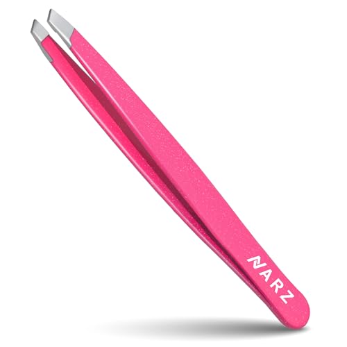 NARZ 1Pcs Professional Tweezer for Facial Hair Women & Men Stainless Steel Precision Tweezers for Ingrown Hair Tweezers for Men & Women (Shiny Pink)