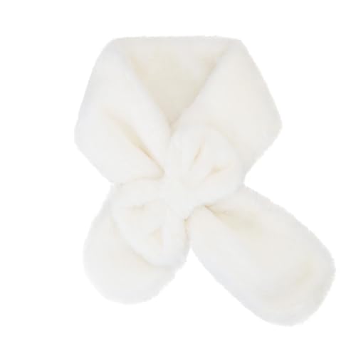 YATANAM Girls Scarf Fluffy Faux Fur Kids Scarves Winter Warm Scarf Toddler Adjustable Neck Warmer (White One Size)