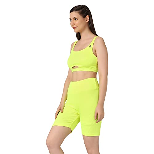 Image of Women Workout Solid 2 Pieces Shorts Set High Waist Biker Shorts and sports Bra Sports Wear