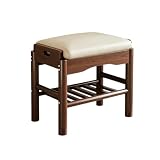 Panca porta scarpe legno con seduta imbottita, sgabello cambio scarpe doppio ripiano for ingresso corridoio casa(Noce,45cm)